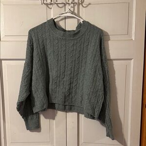 Pink Rose Teal Knit Sweater